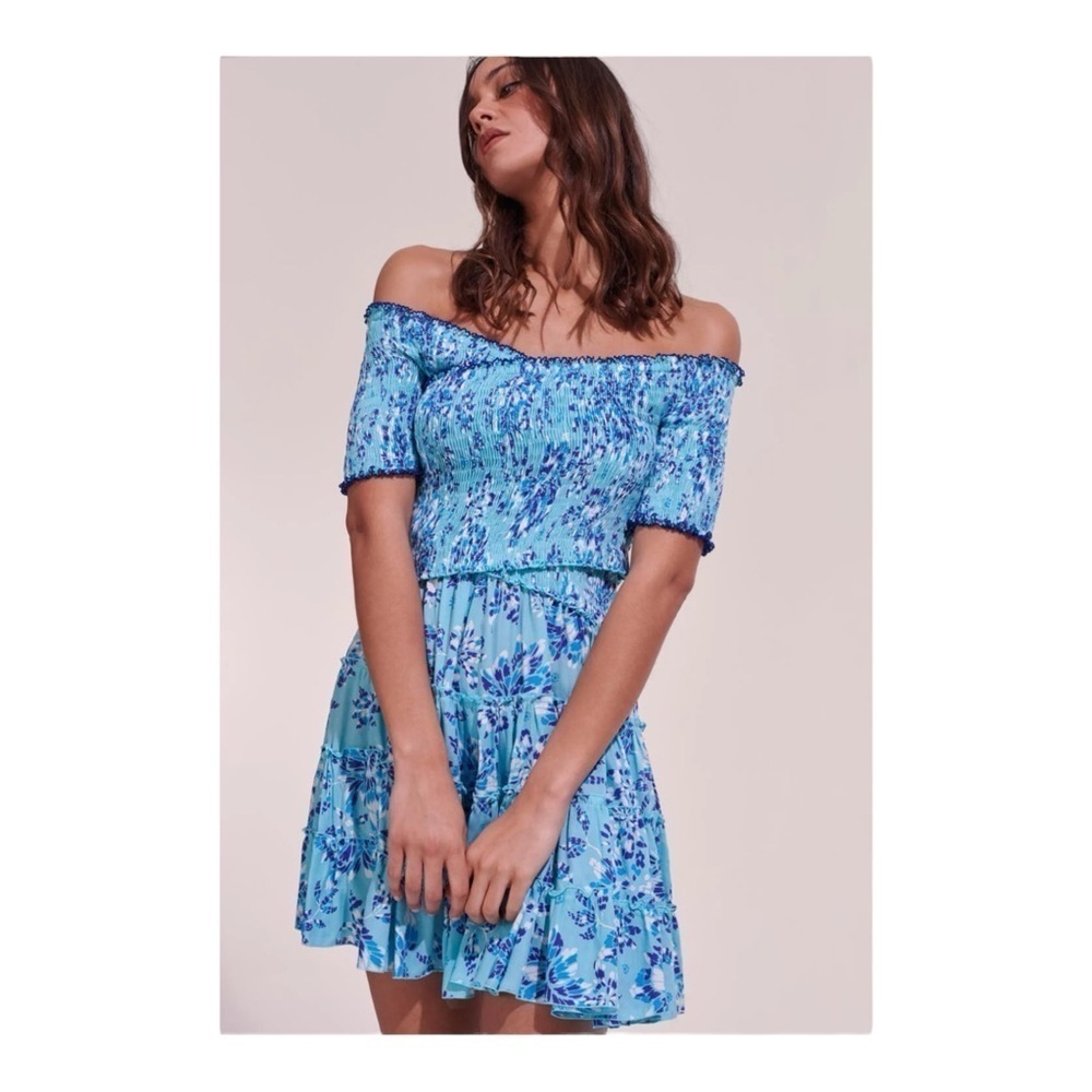Poupette St. Barth Soledad Floral Print Smocked Mini Dress NWT